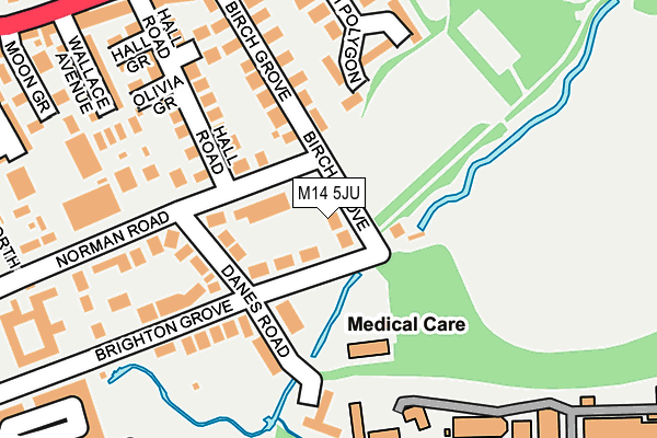 M14 5JU map - OS OpenMap – Local (Ordnance Survey)