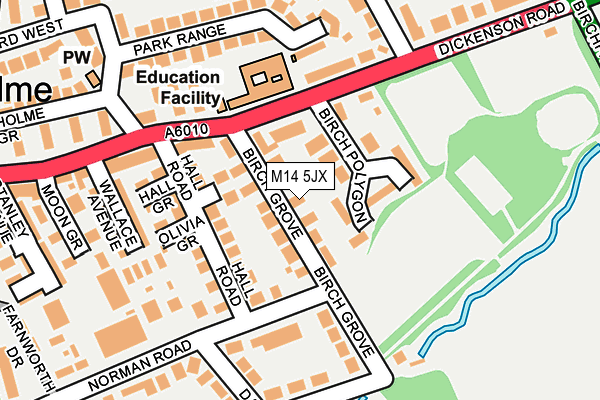 M14 5JX map - OS OpenMap – Local (Ordnance Survey)