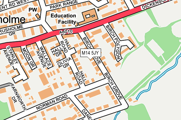 M14 5JY map - OS OpenMap – Local (Ordnance Survey)