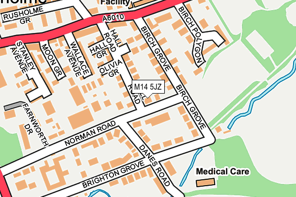 M14 5JZ map - OS OpenMap – Local (Ordnance Survey)