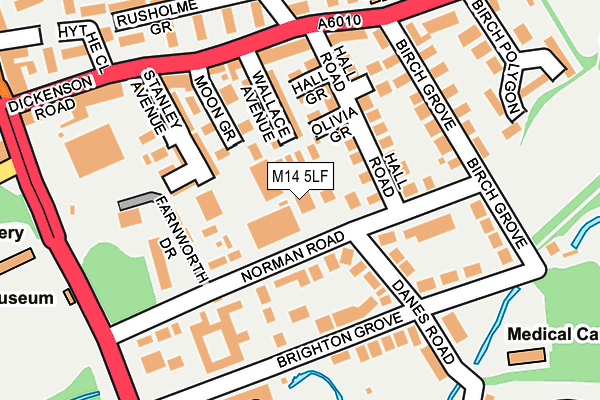 M14 5LF map - OS OpenMap – Local (Ordnance Survey)