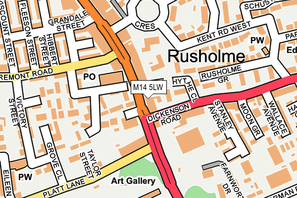 M14 5LW map - OS OpenMap – Local (Ordnance Survey)