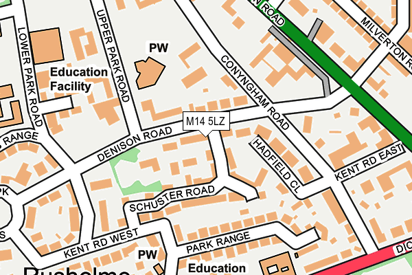 M14 5LZ map - OS OpenMap – Local (Ordnance Survey)