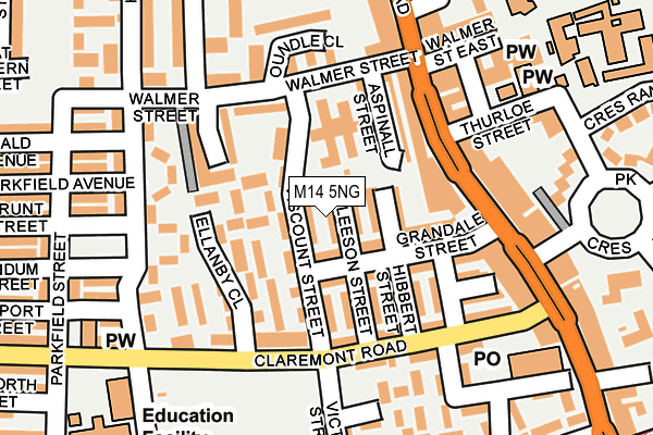 M14 5NG map - OS OpenMap – Local (Ordnance Survey)