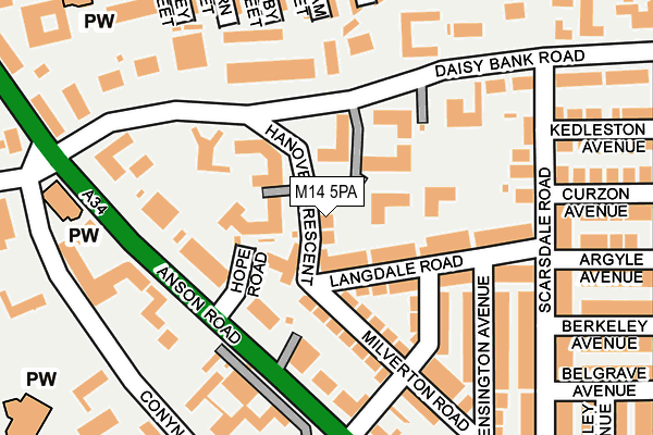 M14 5PA map - OS OpenMap – Local (Ordnance Survey)