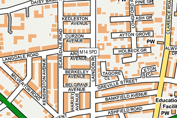 M14 5PD map - OS OpenMap – Local (Ordnance Survey)