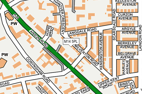 M14 5PL map - OS OpenMap – Local (Ordnance Survey)