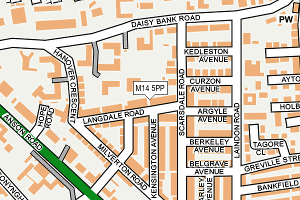 M14 5PP map - OS OpenMap – Local (Ordnance Survey)