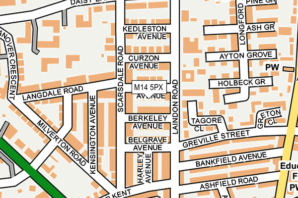 M14 5PX map - OS OpenMap – Local (Ordnance Survey)