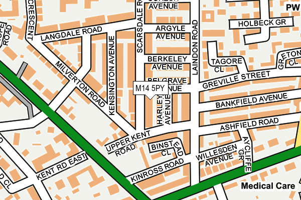 M14 5PY map - OS OpenMap – Local (Ordnance Survey)