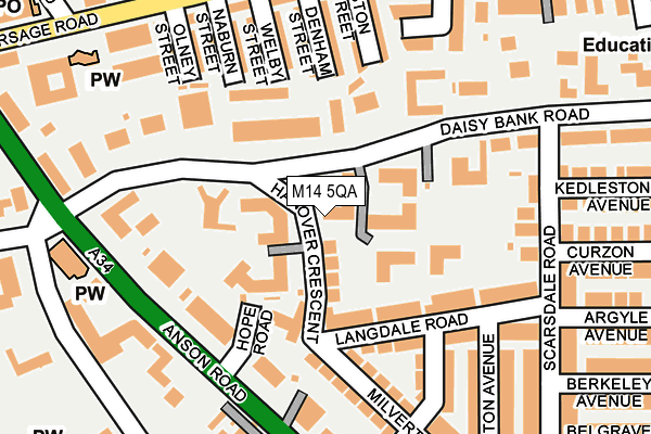 M14 5QA map - OS OpenMap – Local (Ordnance Survey)