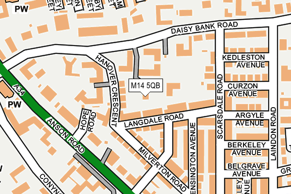 M14 5QB map - OS OpenMap – Local (Ordnance Survey)