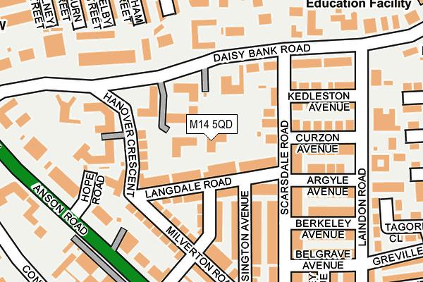 M14 5QD map - OS OpenMap – Local (Ordnance Survey)