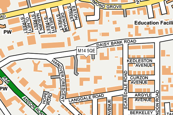 M14 5QE map - OS OpenMap – Local (Ordnance Survey)