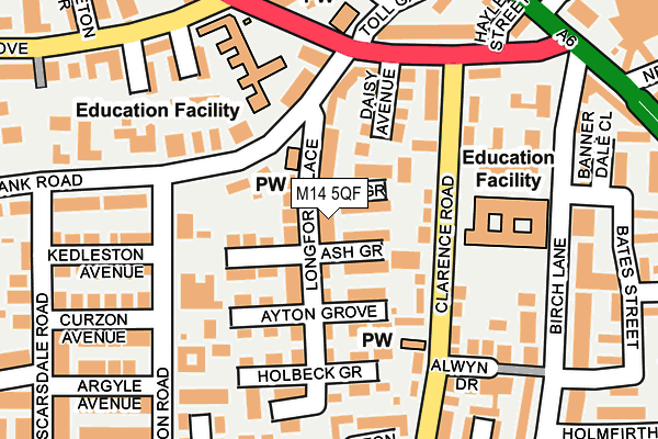 M14 5QF map - OS OpenMap – Local (Ordnance Survey)