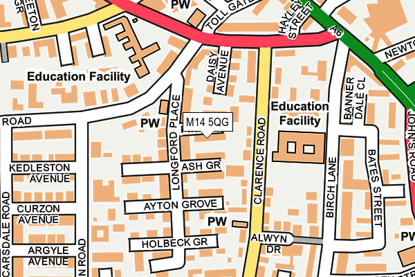 M14 5QG map - OS OpenMap – Local (Ordnance Survey)