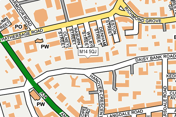 M14 5QJ map - OS OpenMap – Local (Ordnance Survey)