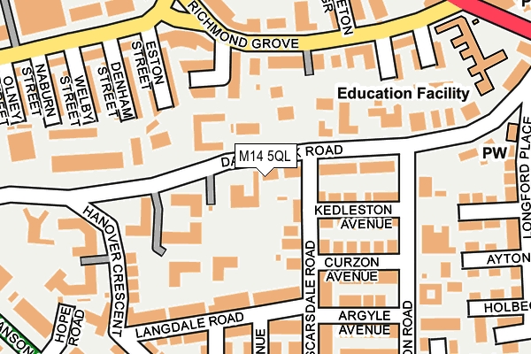 M14 5QL map - OS OpenMap – Local (Ordnance Survey)