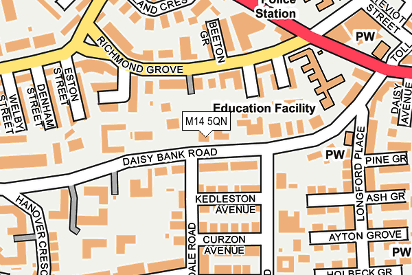 M14 5QN map - OS OpenMap – Local (Ordnance Survey)