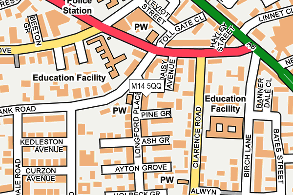 M14 5QQ map - OS OpenMap – Local (Ordnance Survey)