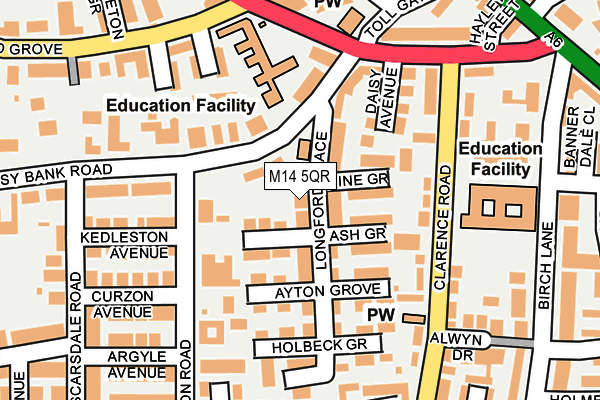 M14 5QR map - OS OpenMap – Local (Ordnance Survey)