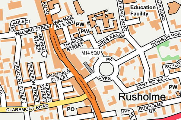 M14 5QU map - OS OpenMap – Local (Ordnance Survey)