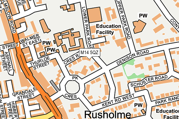 M14 5QZ map - OS OpenMap – Local (Ordnance Survey)