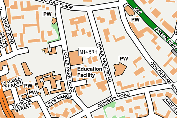 M14 5RH map - OS OpenMap – Local (Ordnance Survey)