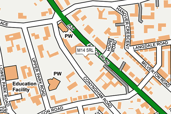 M14 5RL map - OS OpenMap – Local (Ordnance Survey)