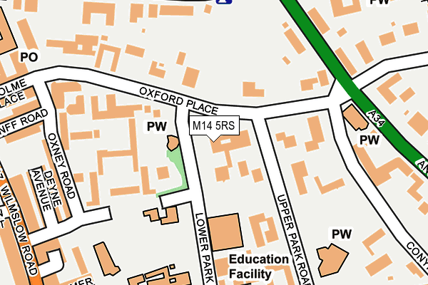 M14 5RS map - OS OpenMap – Local (Ordnance Survey)