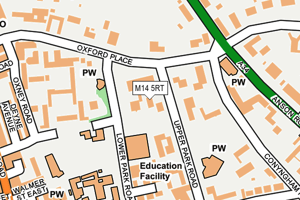 M14 5RT map - OS OpenMap – Local (Ordnance Survey)