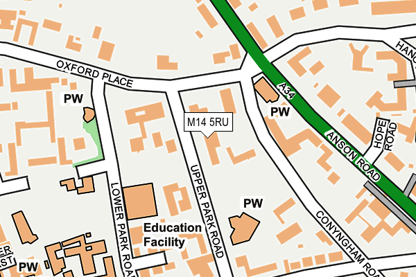 M14 5RU map - OS OpenMap – Local (Ordnance Survey)