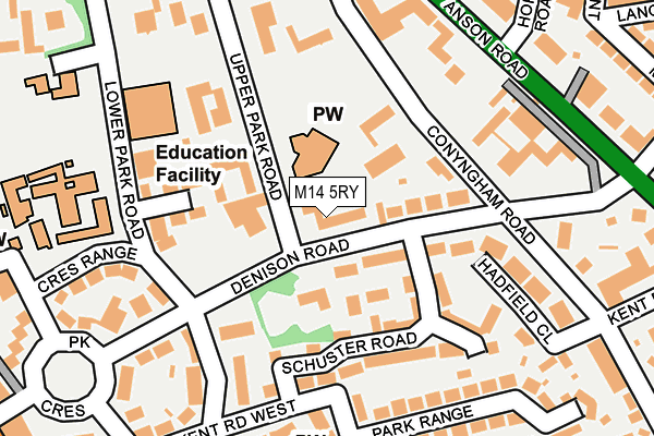 M14 5RY map - OS OpenMap – Local (Ordnance Survey)