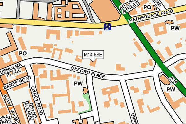 M14 5SE map - OS OpenMap – Local (Ordnance Survey)