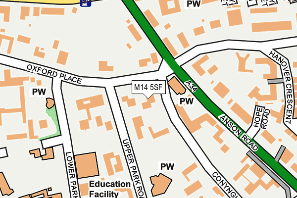 M14 5SF map - OS OpenMap – Local (Ordnance Survey)