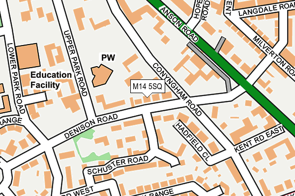 M14 5SQ map - OS OpenMap – Local (Ordnance Survey)