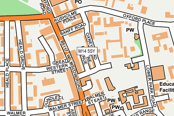 M14 5SY map - OS OpenMap – Local (Ordnance Survey)