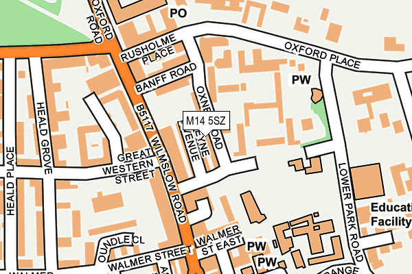 M14 5SZ map - OS OpenMap – Local (Ordnance Survey)