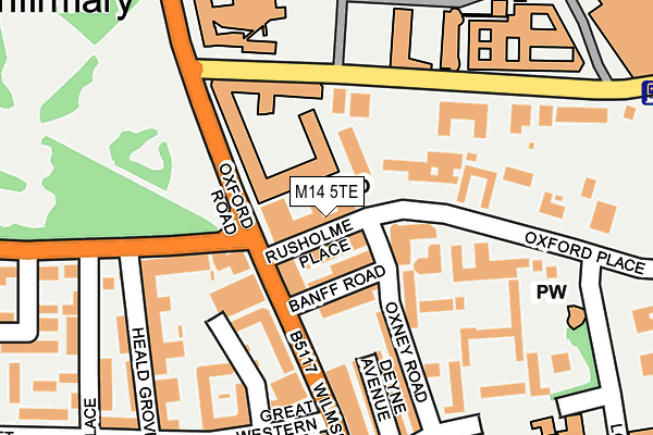 M14 5TE map - OS OpenMap – Local (Ordnance Survey)