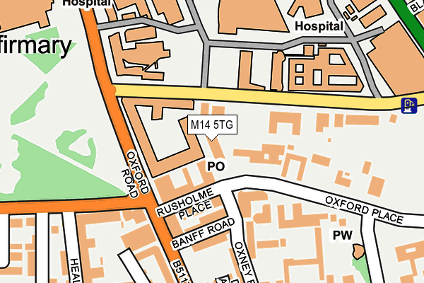 M14 5TG map - OS OpenMap – Local (Ordnance Survey)