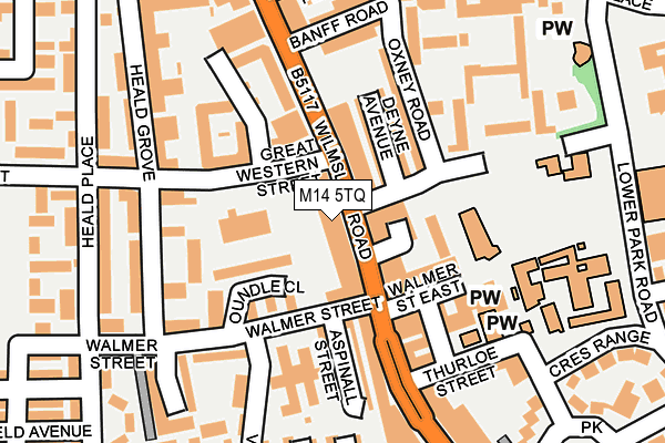 M14 5TQ map - OS OpenMap – Local (Ordnance Survey)