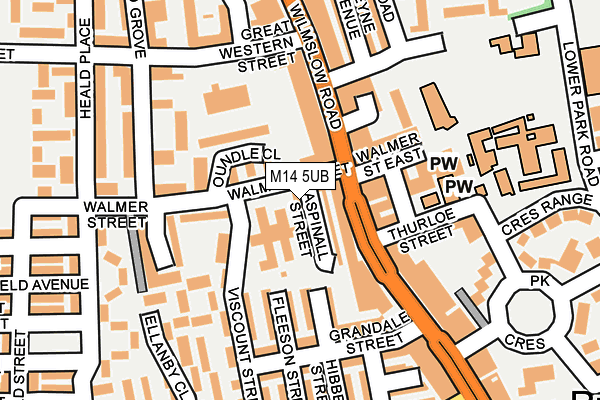 M14 5UB map - OS OpenMap – Local (Ordnance Survey)