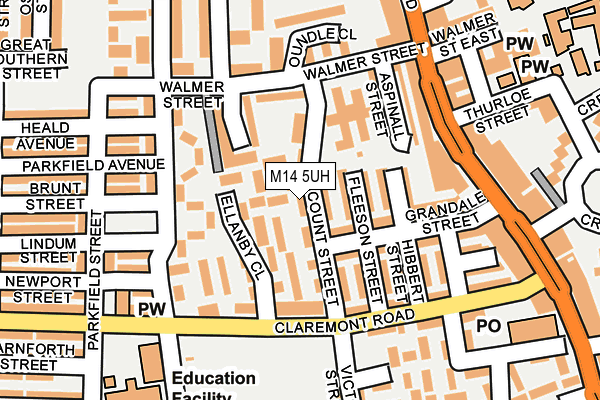 M14 5UH map - OS OpenMap – Local (Ordnance Survey)