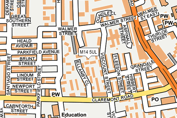 M14 5UL map - OS OpenMap – Local (Ordnance Survey)