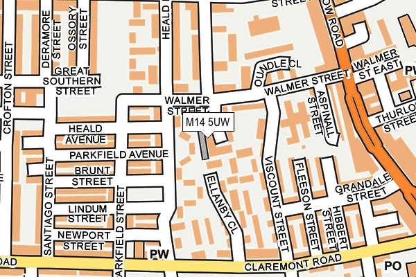 M14 5UW map - OS OpenMap – Local (Ordnance Survey)