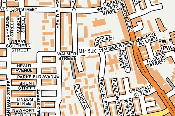 M14 5UX map - OS OpenMap – Local (Ordnance Survey)