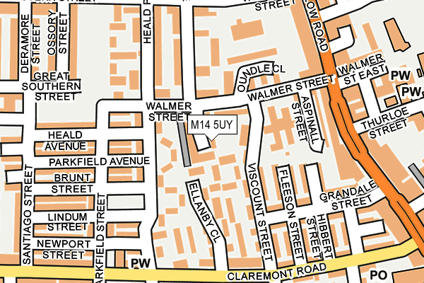 M14 5UY map - OS OpenMap – Local (Ordnance Survey)