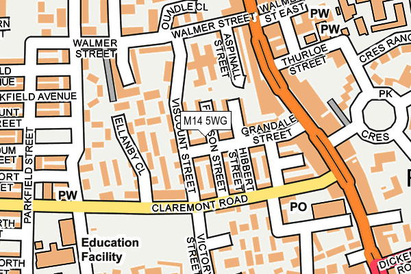 M14 5WG map - OS OpenMap – Local (Ordnance Survey)