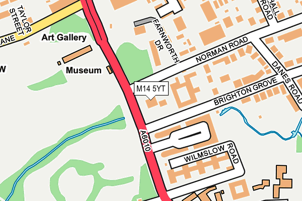 M14 5YT map - OS OpenMap – Local (Ordnance Survey)