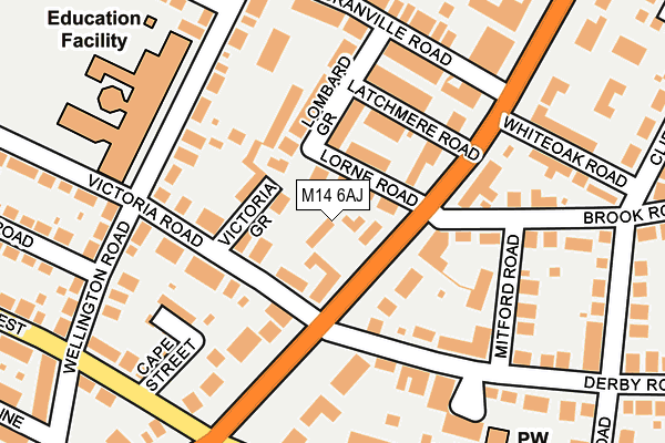 M14 6AJ map - OS OpenMap – Local (Ordnance Survey)